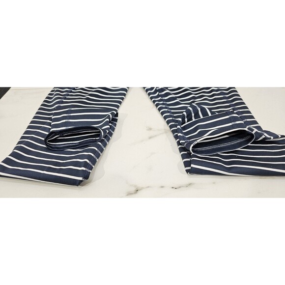 Athleta Womens Leggings Contender Powerlift 7/8 Pockets Navy Striped Yoga Gym XS - Picture 9 of 16